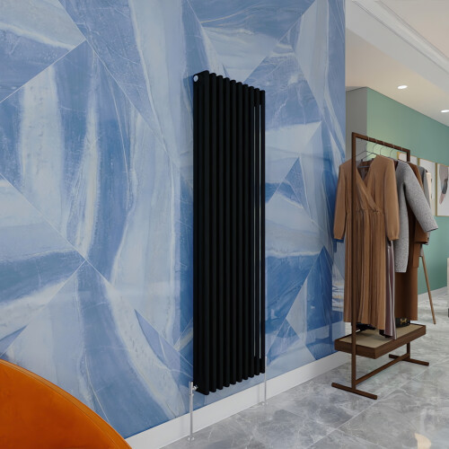 (Black, 1500x470mm) Traditional 3 Column Cast Iron Style Radiator