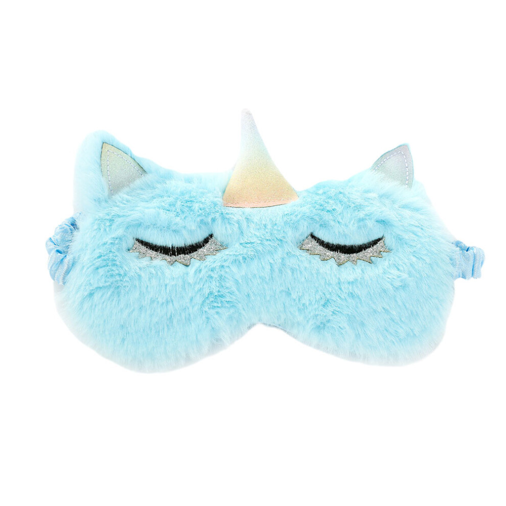 Aboofan Sky Blue Unicorn Fluffy Sleep Eye Mask For Travel Naps Work