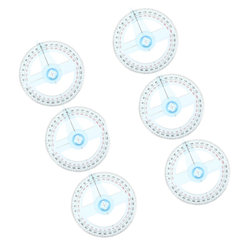 6pcs 10cm Clear Plastic Swing Arm Protractor Ruler for Geometry