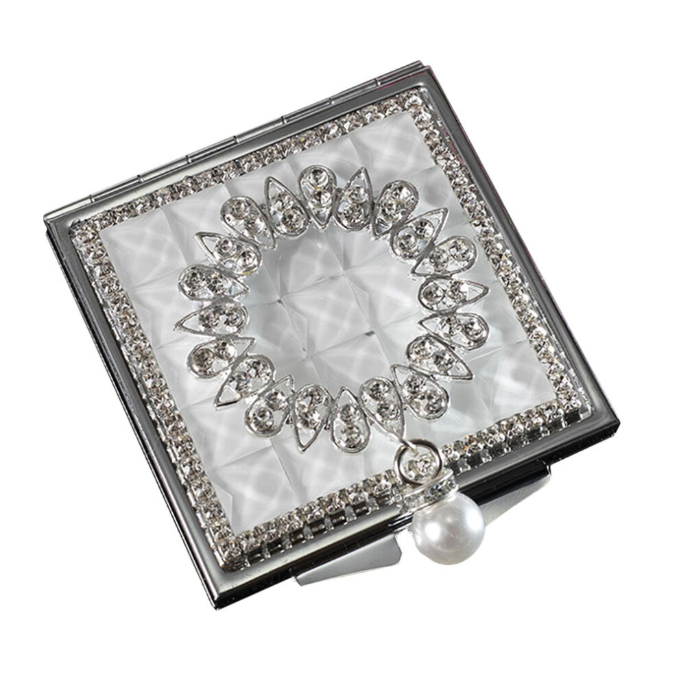 Aboofan 1Pc Small Square Metal Mirror Pearl Pendant Double-Sided