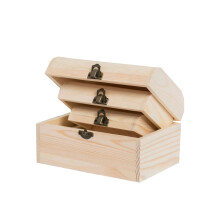 3sets/3pcs Arched Unfinished Wooden Box DIY Storage Case