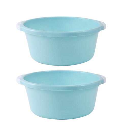 2pcs Plastic Wash Basin for Home Bathroom Foot Use Medium Sky-Blue