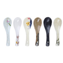 6pcs Ceramic Japanese Soup Spoons for Home Restaurant