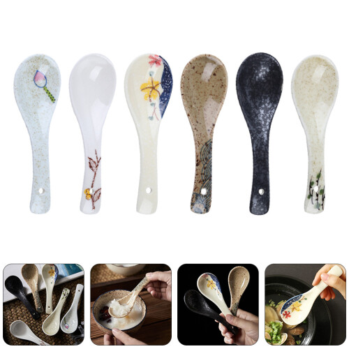 6pcs Ceramic Japanese Soup Spoons for Home Restaurant 2