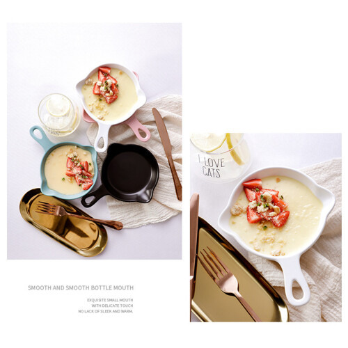 Ceramic Baking Pan with Handle for Home Restaurant Use White 2