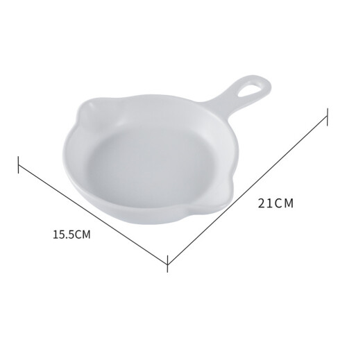 Ceramic Baking Pan with Handle for Home Restaurant Use White 1