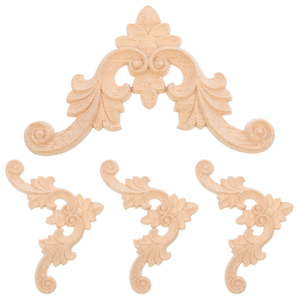4Pcs Solid Wood Carved Corner Appliques For Furniture Decor 3173894962208