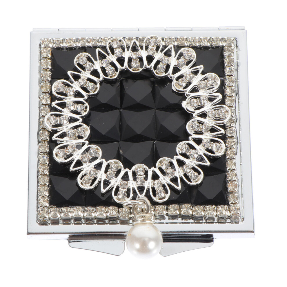 Vaguelly Pearl Pendant Double-Side Foldable Mirror Portable Cosmetic Mirror