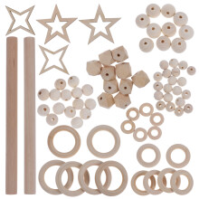 1set Tapestry Weaving Tool Hand-Woven Wood Beads Rings