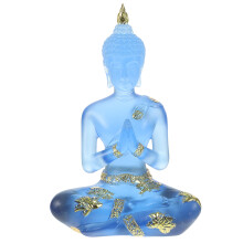 2Pcs Blue Resin Buddha Statues Indoor Desktop Ornament