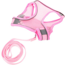 1Set Roze Huisdierenharnas Met Riem Reflecterend Comfortabel Ademend