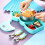 1set Baby Dinner Plate with Compartment and Training Spoon Fork 6