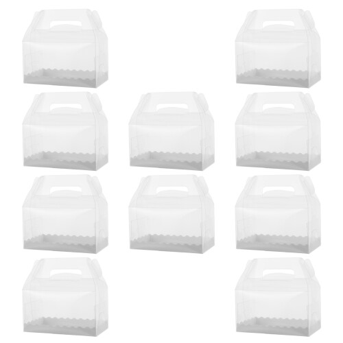 10Pcs Clear Plastic Cake Boxes Pet Food Crisper for Bakery