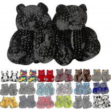 (Diamond Ironing Black) Teddy Bear Slippers Womens Plush Animal Slippers Winter Warm Shoes Faux Fur Anti Slip M Zekai