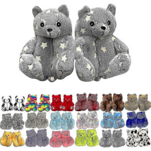 (Diamond Ironing Star) Teddy Bear Slippers Womens Plush Animal Slippers Winter Warm Shoes Faux Fur Anti Slip M Zekai