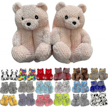 (Pink) Teddy Bear Slippers Womens Plush Animal Slippers Winter Warm Shoes Faux Fur Anti Slip M Zekai