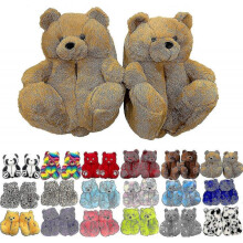 (Light Brown) Teddy Bear Slippers Womens Plush Animal Slippers Winter Warm Shoes Faux Fur Anti Slip M Zekai