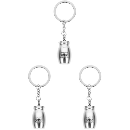 3Pcs Silver Metal Urn Key Chain Durable Pet Ash Keepsake Pendant 1