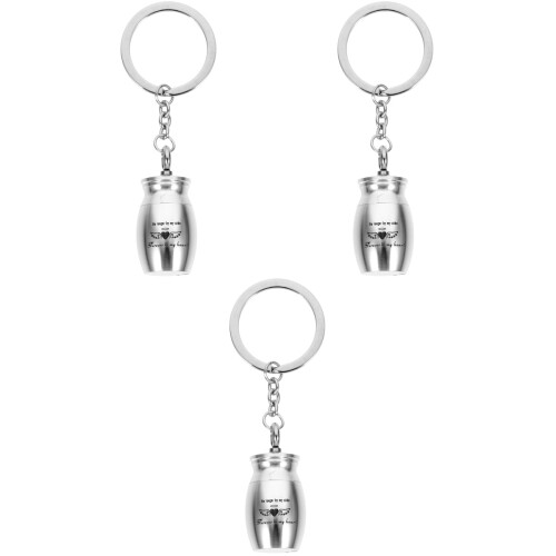 3Pcs Silver Metal Urn Key Chain Durable Pet Ash Keepsake Pendant 2