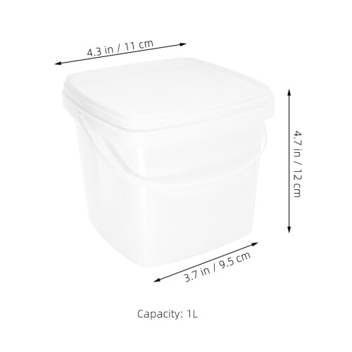 1L Plastic Bucket with Handle and Lid Portable Water Container 2