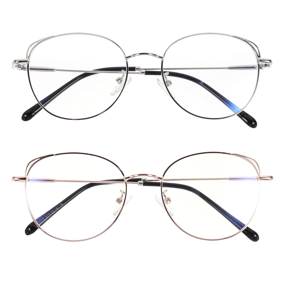 2pcs Blue Light Blocking Glasses Metal Frame Eyewear