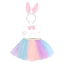 1set Colorful Kids Gauze Skirt with Rabbit Tail for Girls M