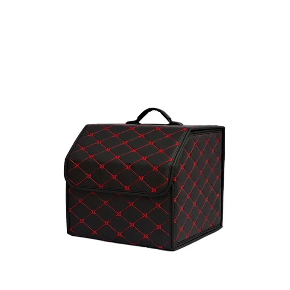 Car Trunk Organizer Box Large Capacity Folding Leather Storage Bag For Auto Emergency Tools Size S Red 6447073416576