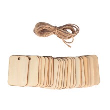 306pcs Small Square Wooden Tags with Hemp Rope 50pcs/pack