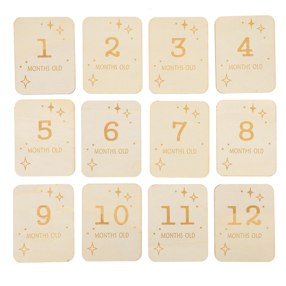 36Pcs Baby Growth Milestone Cards Wooden Photo Props Artibetter