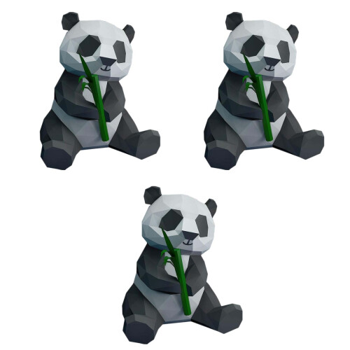 3pcs Panda Bamboo 3D Paper Model DIY Ornament Toy 2
