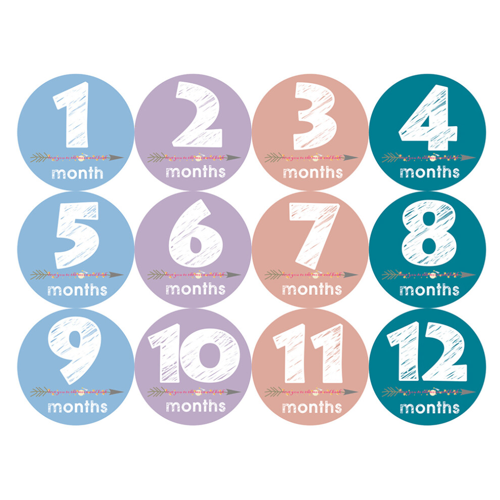 12Pcs Newborn Baby Milestone Decals Photo Props Vaguelly