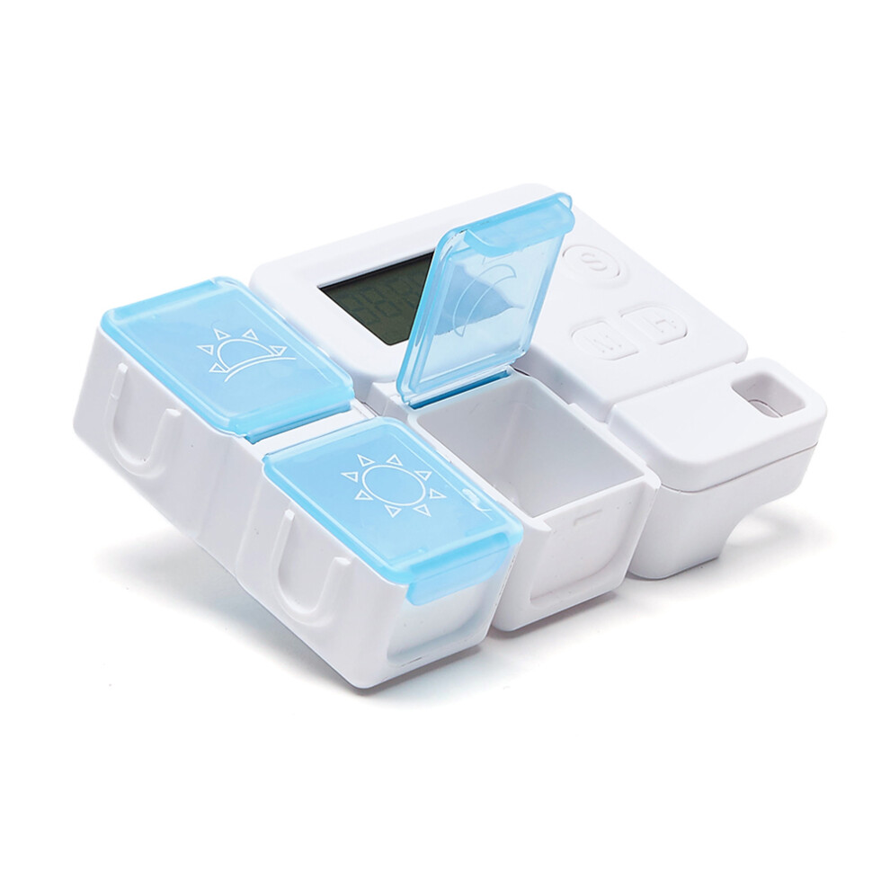 Vaguelly Blue 1Pc 3-Compartment Portable Pill Box Smart Medicine Case Sky