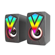 LED USB Computer Speakers with Stereo Bass Subwoofer, Wired 3.5mm Jack, Compatible with Desktop PC and Laptops