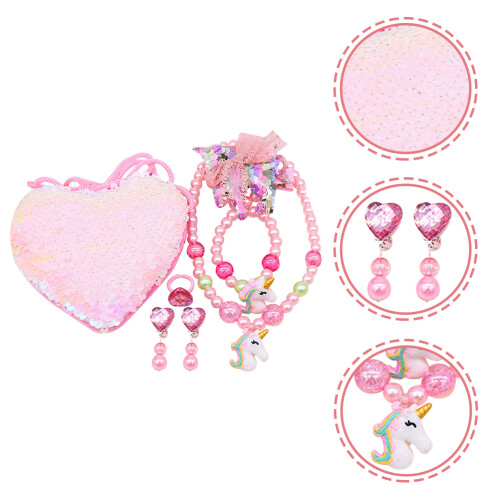 1Set Plastic Ketting Set Roze Sieraden Voor Kinderen 1