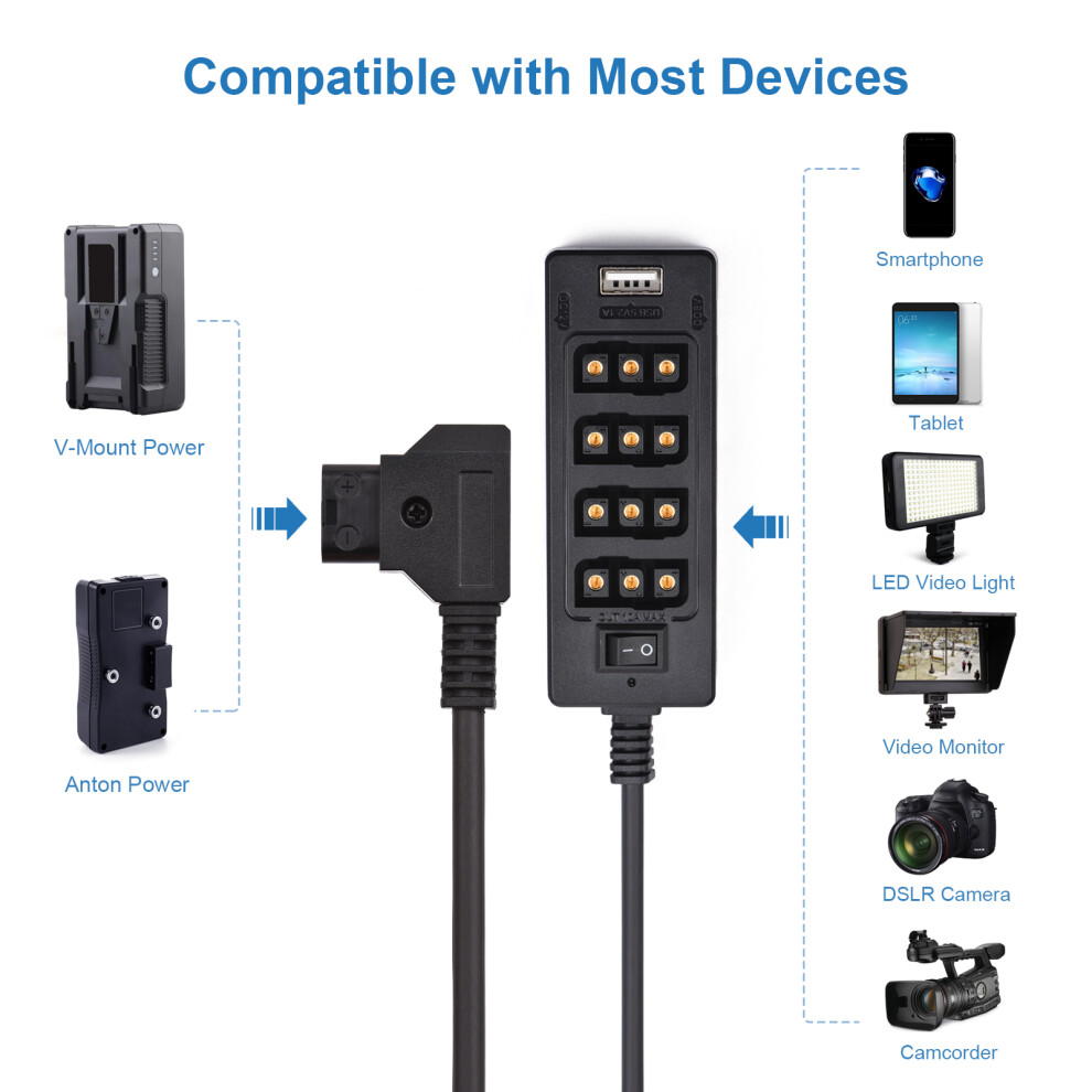 Andoer D-Tap B Type Socket D-Tap Male To 8 Port 8320539839790