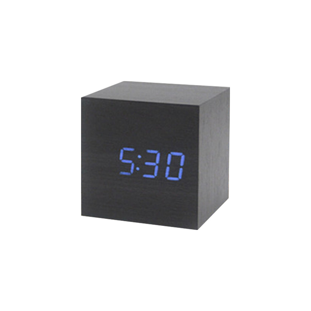 Wood Cube Voice Control Alarm Clock Bedside Table-  07