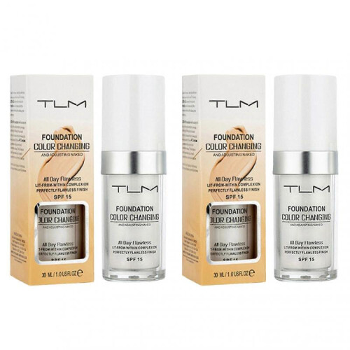 (2pcs)TLM Colour Changing Foundation,SPF15 Flawless Color Changing Foundation Makeup Base Moisturizing Liquid Foundation , Sunscreen