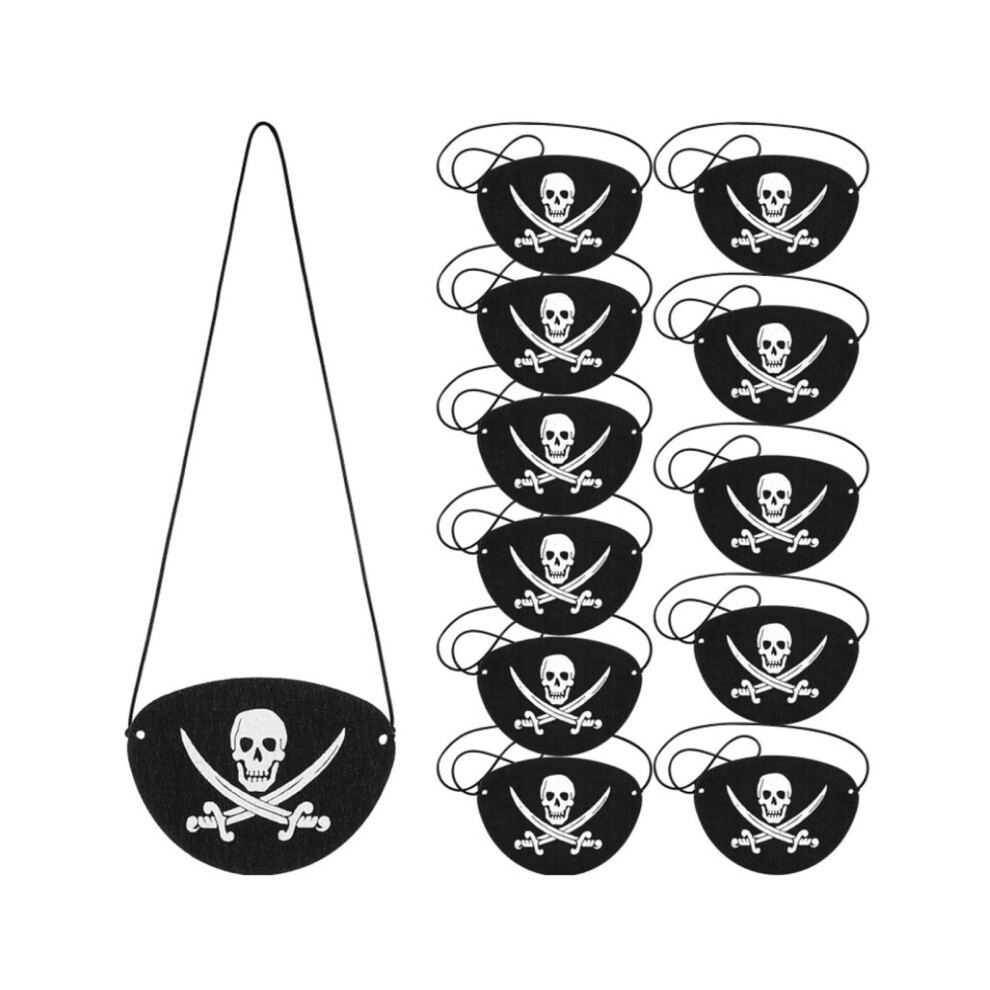 12Pcs Felt Pirate One Eye Patches For Halloween-Skeleton
