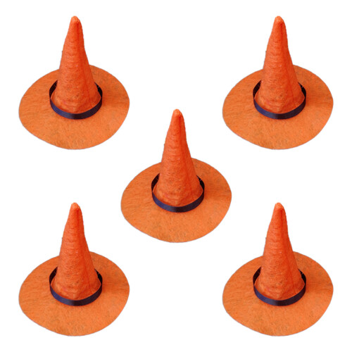 Mini Witch Hats And Mini Broom Small Witch Hat Halloween-Orange