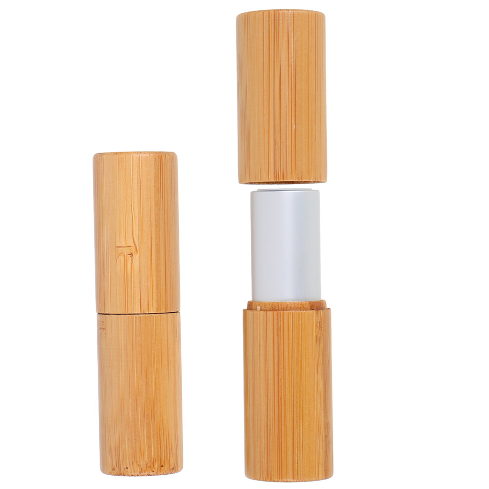 Solustre 2Pcs Empty Bamboo Lipstick Tubes For Diy Lip Balm Refill