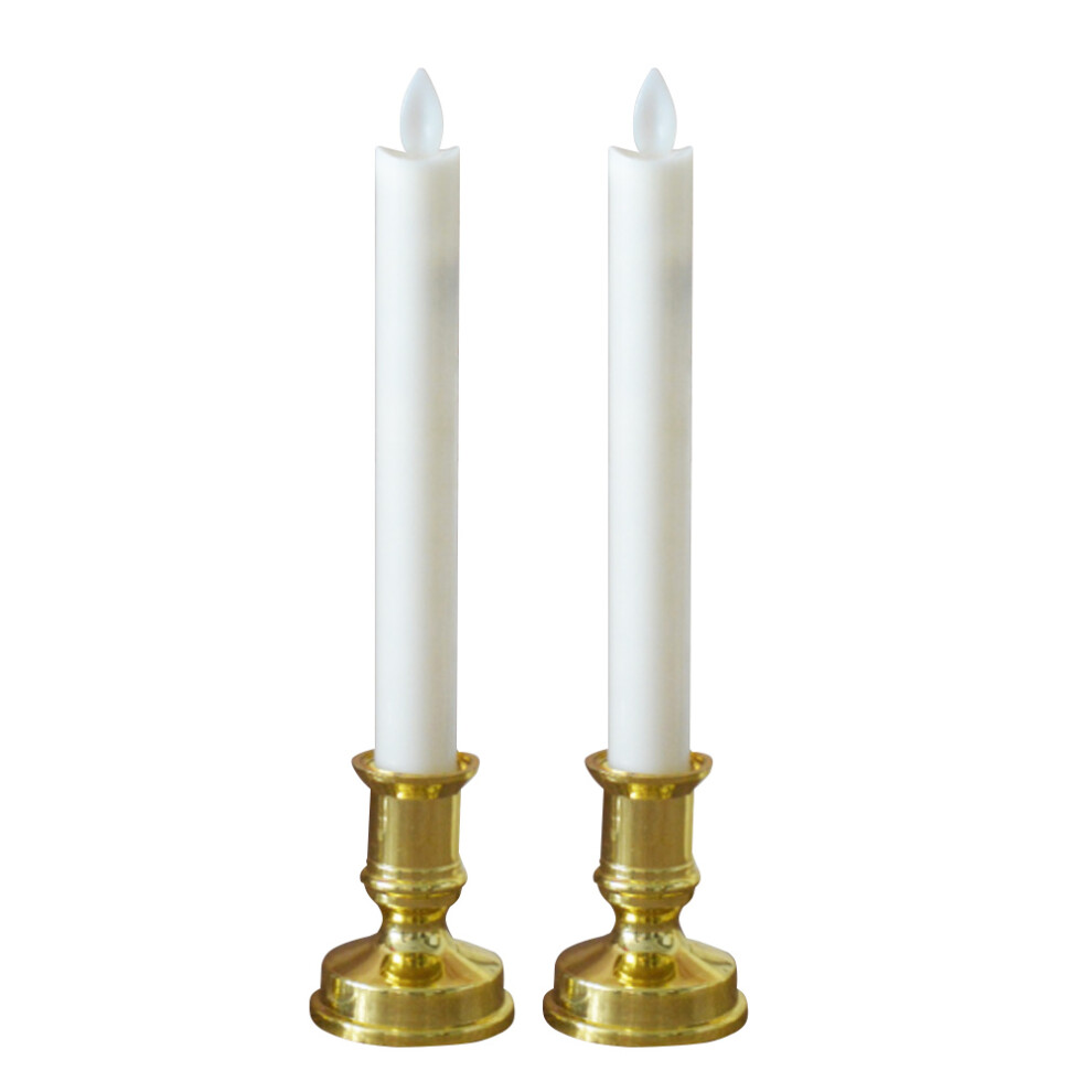 1pair Electric LED Long Rod Candle Lamp Golden Base-image-OPC-PKBKWK8-NEW