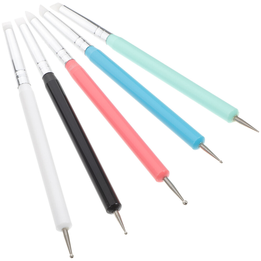 Solustre 5Pcs Nail Art Dotting Tools Silicone Uv Gel Pen