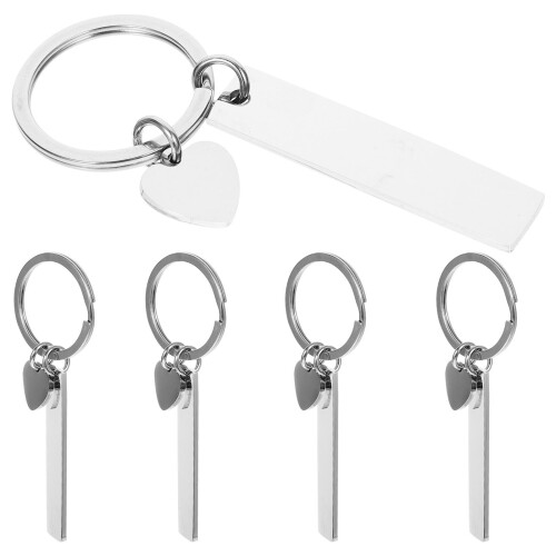 25Pcs Stainless Steel DIY Blank Keychains Silver Hanging Tags Durable