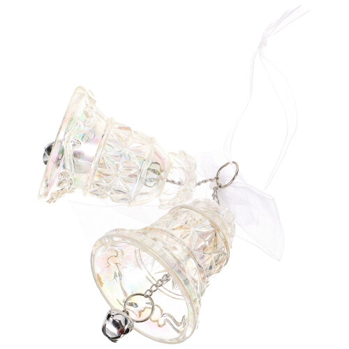 4pcs Acrylic Clear Bell Ornaments Xmas Tree Decor
