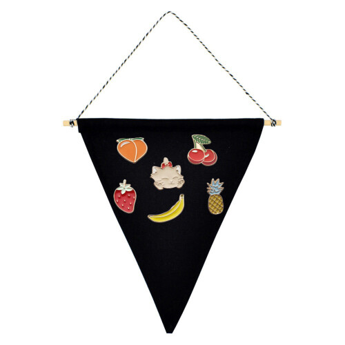 2 stuks badge brooch met wimpel, zwart S