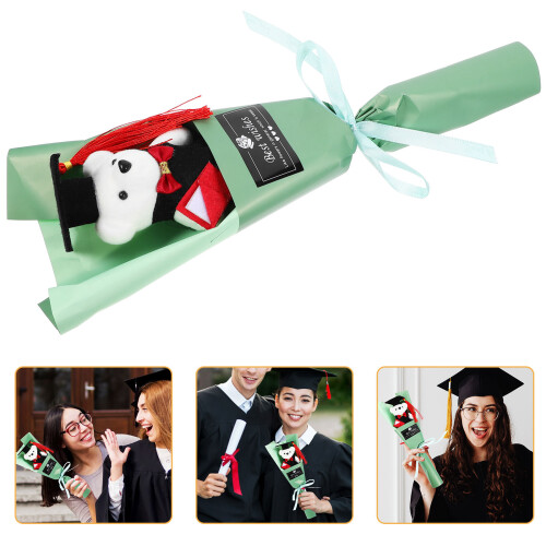 5pcs Graduation Flower Bouquet with Plush Bear Ornament