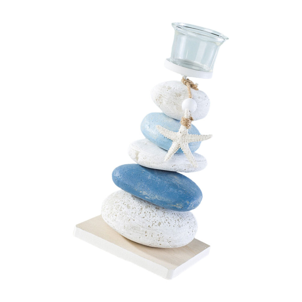1pc Mediterranean Stone Candlestick Desktop Decor-image-OPC-PKBM9DQ-NEW