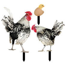 3pcs Outdoor Chicken Yard Signs Acrylic Garden Stakes