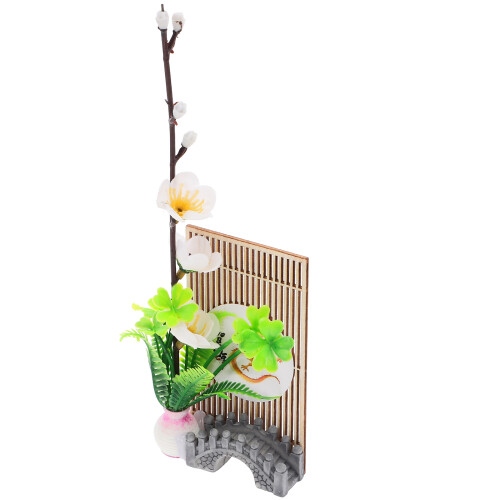 2Pcs White Artificial Flower Sushi Plate Decorations for Hotel Dining 1
