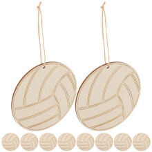 3sets Unfinished Wooden Volleyball Ornaments with Rope